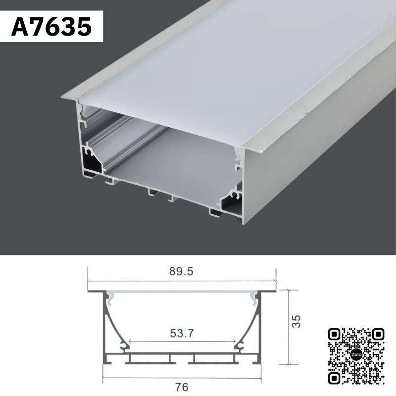 Thanh Nhôm LED Gắn Âm Loại Dày - Dài 3m| A7635